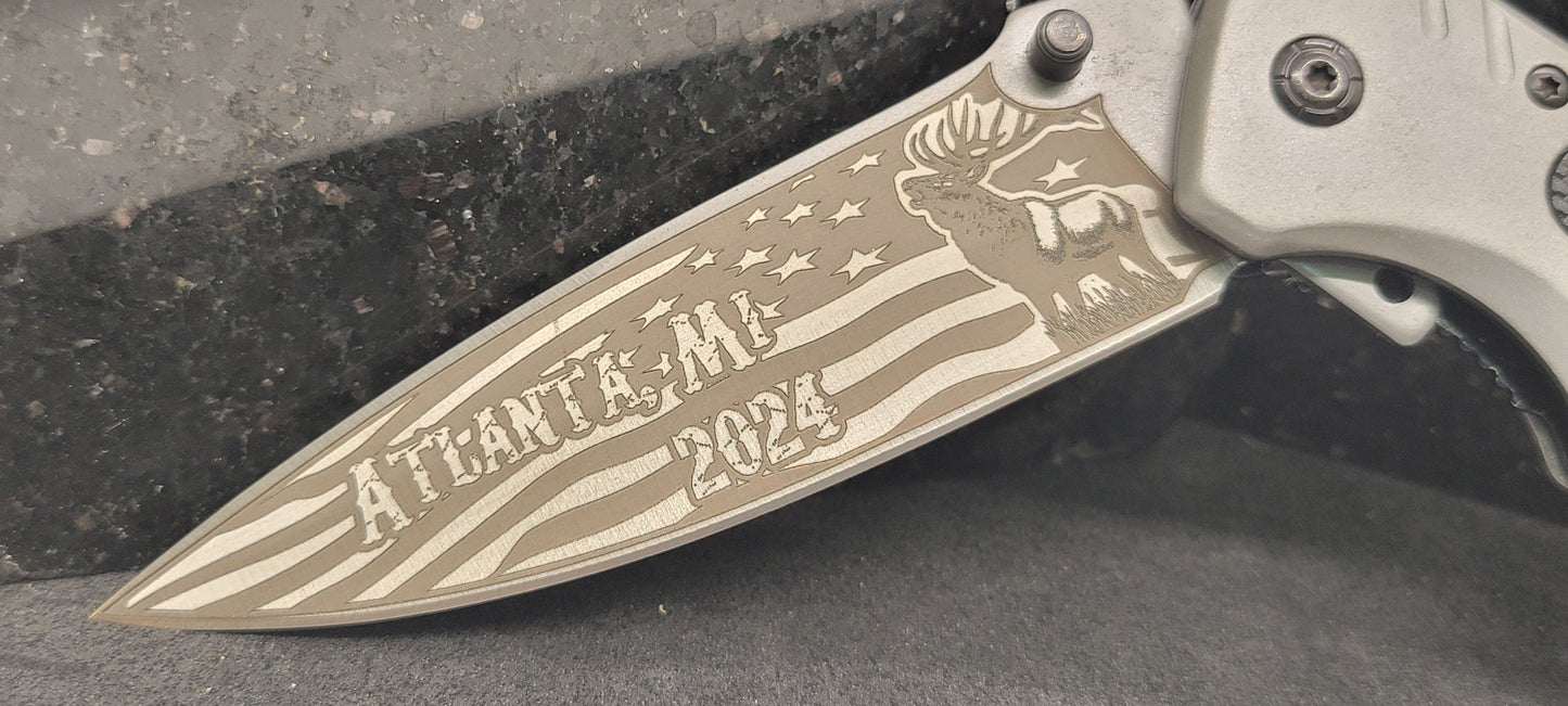 Your Adventure, Your Way β Custom Laser Engraved Folding Knife!
