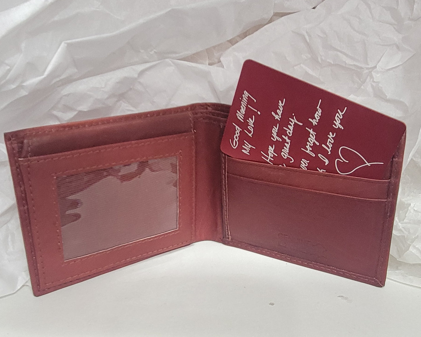 Custom Personalized Handwritten Engraved Metal Wallet Card – A Romantic Valentine’s Day Gift That Lasts Forever