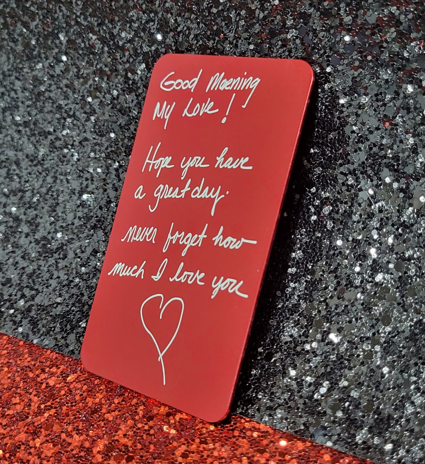 Custom Personalized Handwritten Engraved Metal Wallet Card – A Romantic Valentine’s Day Gift That Lasts Forever