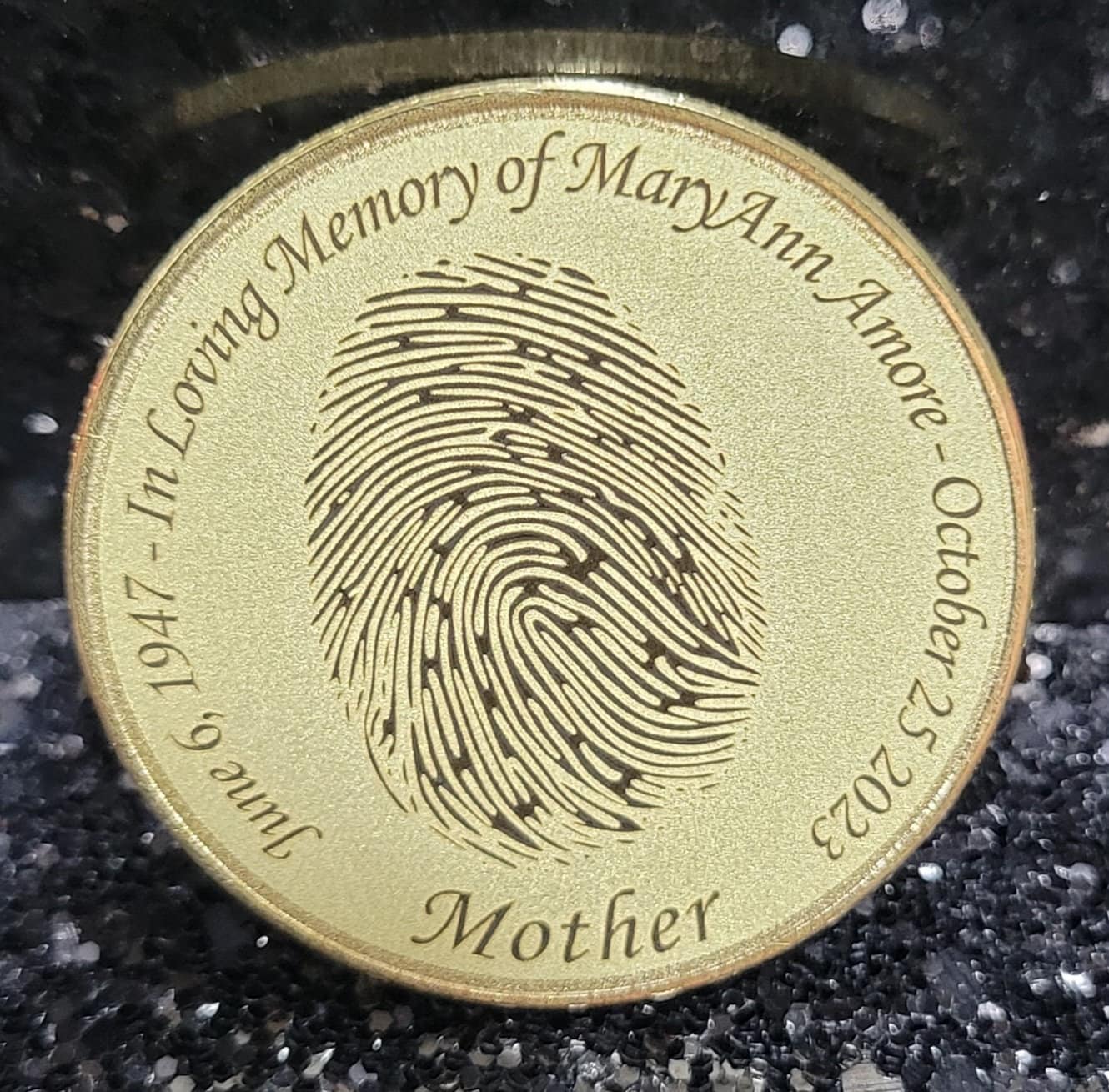 Fingerprint Gift Guardian Angel Token Family Memorial Coin Fingerprint Token Pocket Finger print Token Purse Laser Engraved Coin Token