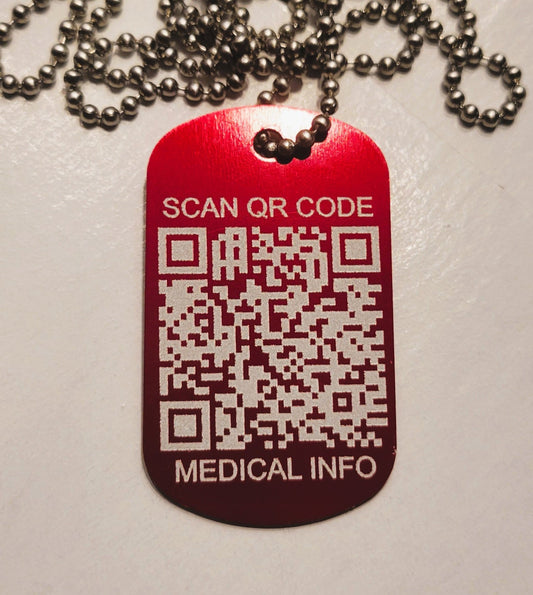QRCode Medical Alert Tag Perfect For Alzheimer and Dimentia patients. Ping-Tag Enhanced Custom Code Emergency  Situation QR Code QRCodes Red
