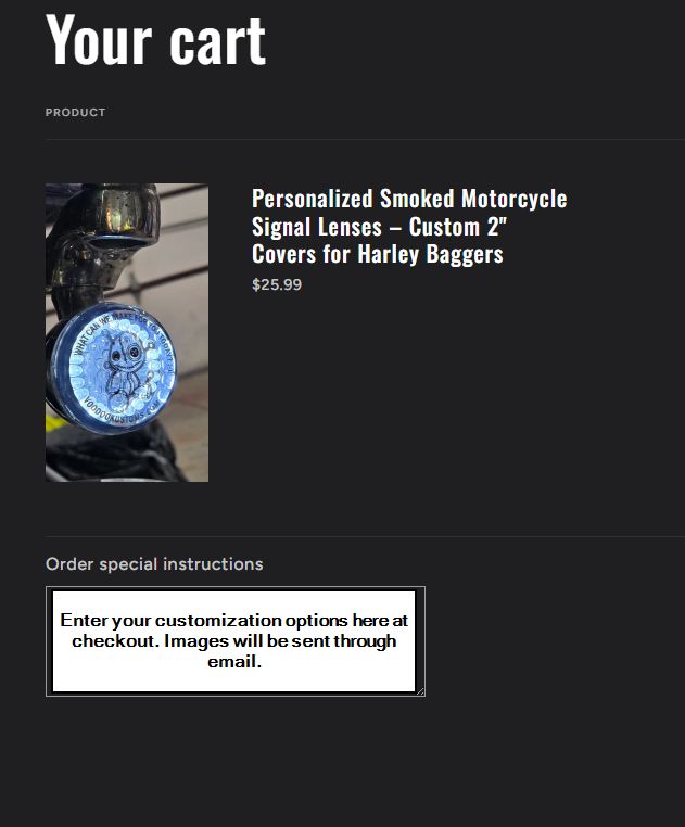 Personalized Smoked Motorcycle Signal Lenses – Custom 2" Covers for Harley Baggers